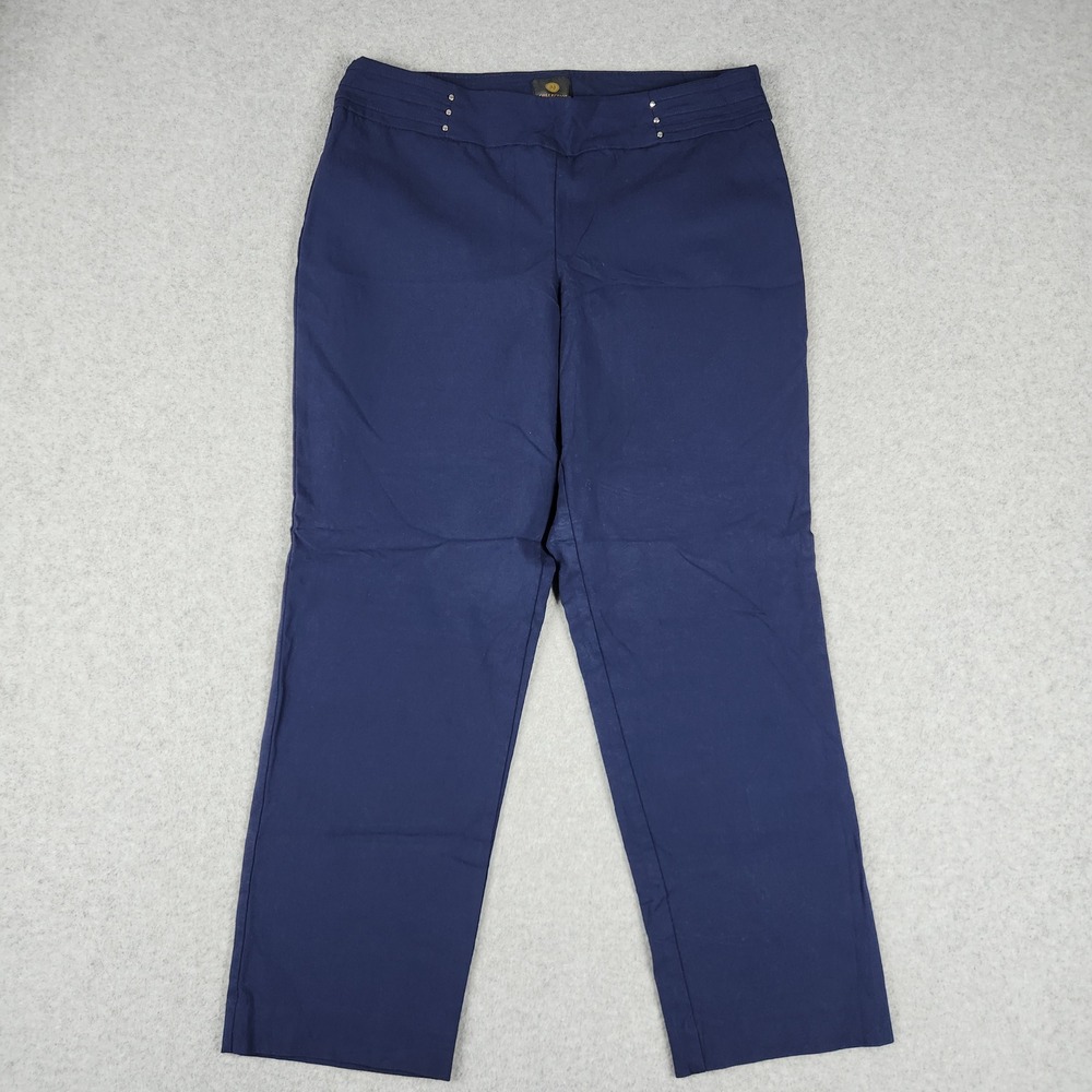JM Collection Trousers Pants Womens PL Short Blue Career High Waisted Straight